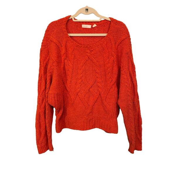 Sleeping On Snow Sweaters - Sleeping on Snow Top Women M Cozy Wool Blend Knitted Long Sleeves Sweater Orange